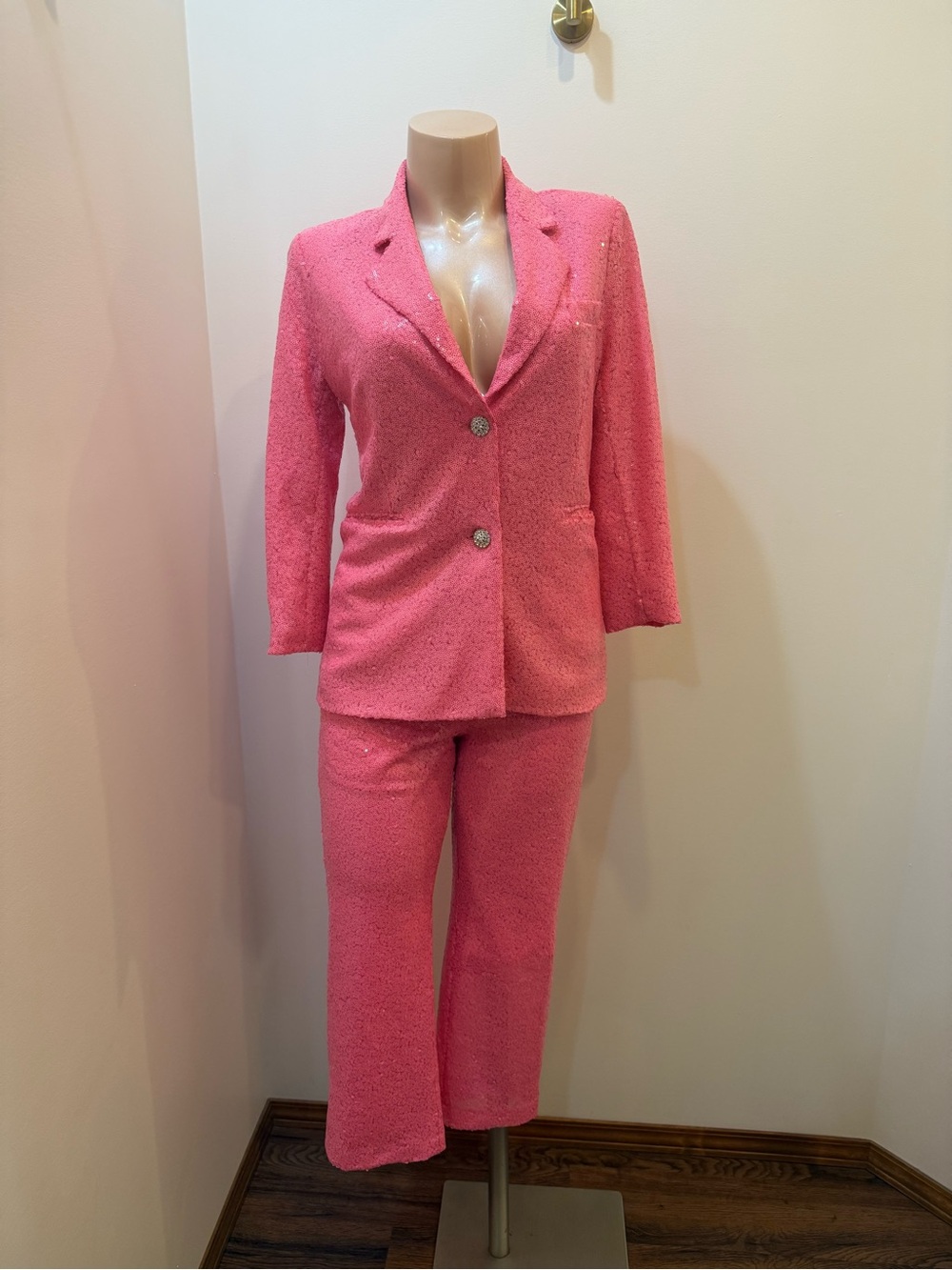 Why Dress Women's Pink Sequin Blazer & Pants Set